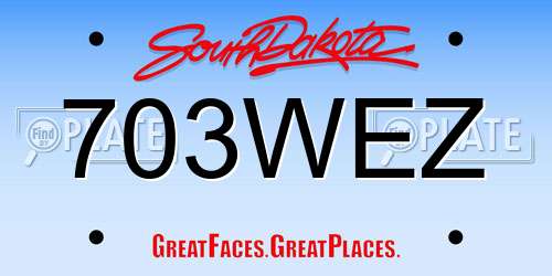 703WEZ South Dakota License Plate