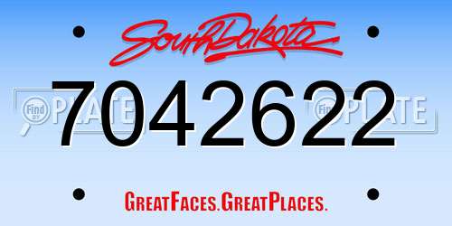7042622 South Dakota License Plate