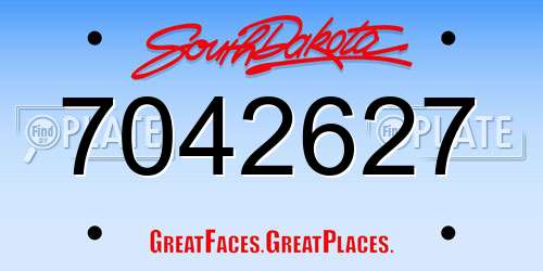 7042627 South Dakota License Plate