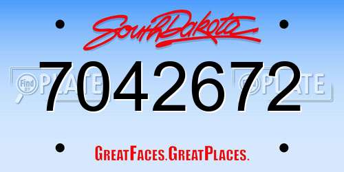 7042672 South Dakota License Plate
