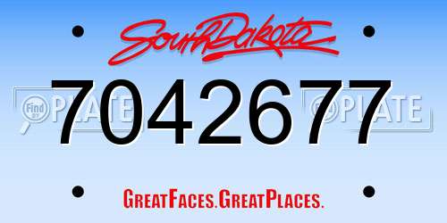 7042677 South Dakota License Plate