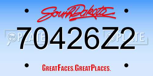 70426Z2 South Dakota License Plate