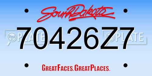 70426Z7 South Dakota License Plate