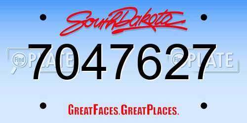 7047627 South Dakota License Plate