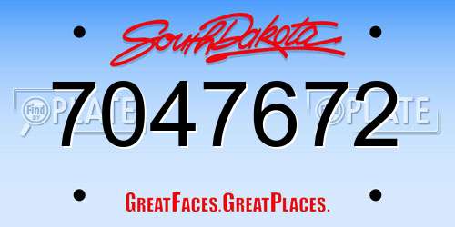 7047672 South Dakota License Plate