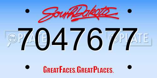 7047677 South Dakota License Plate