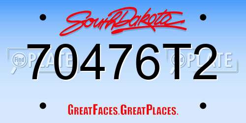 70476T2 South Dakota License Plate