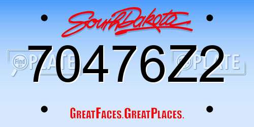 70476Z2 South Dakota License Plate