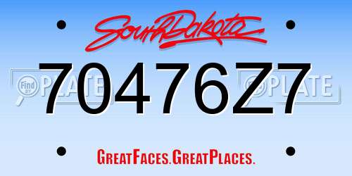 70476Z7 South Dakota License Plate