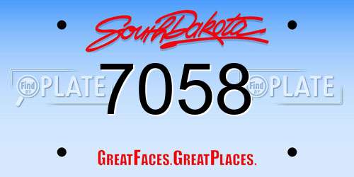 7058 South Dakota License Plate
