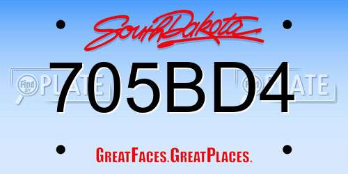 705BD4 South Dakota License Plate