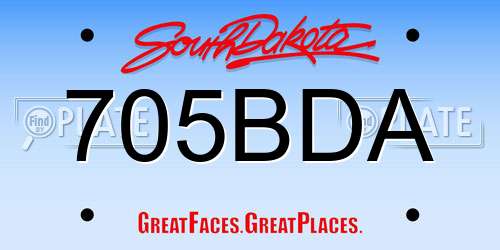 705BDA South Dakota License Plate