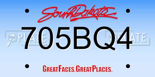 705BQ4 South Dakota License Plate