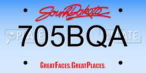 705BQA South Dakota License Plate
