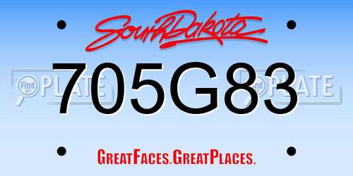 705G83 South Dakota License Plate