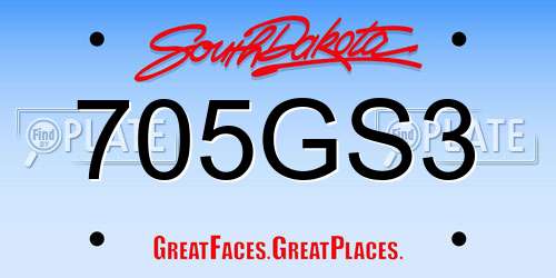 705GS3 South Dakota License Plate
