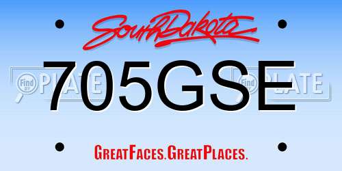 705GSE South Dakota License Plate