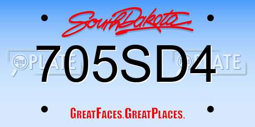 705SD4 South Dakota License Plate