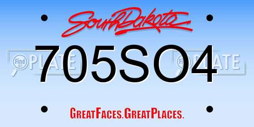 705SO4 South Dakota License Plate