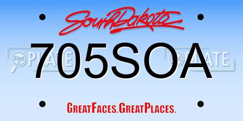 705SOA South Dakota License Plate