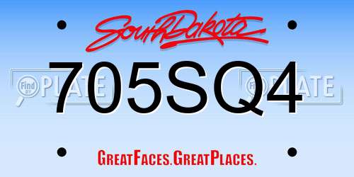 705SQ4 South Dakota License Plate