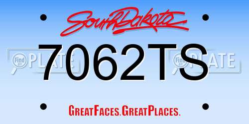 7062TS South Dakota License Plate