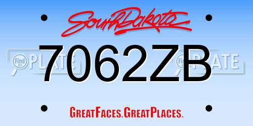 7062ZB South Dakota License Plate