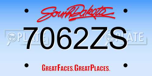 7062ZS South Dakota License Plate