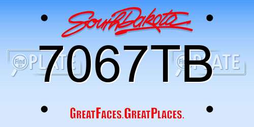 7067TB South Dakota License Plate