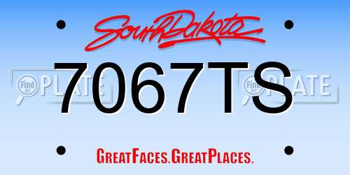 7067TS South Dakota License Plate