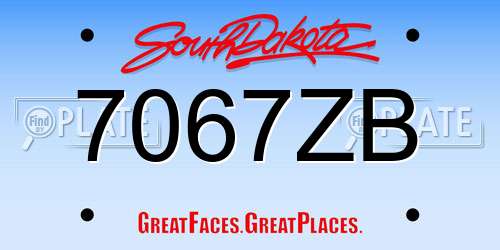 7067ZB South Dakota License Plate