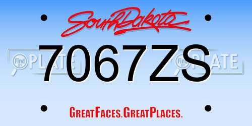 7067ZS South Dakota License Plate