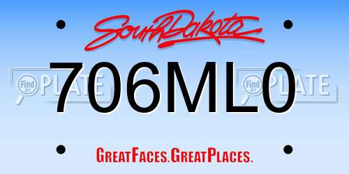 706ML0 South Dakota License Plate