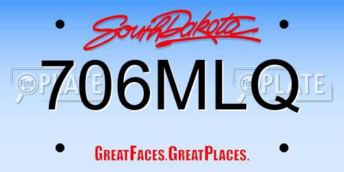 706MLQ South Dakota License Plate