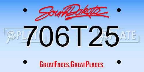 706T25 South Dakota License Plate