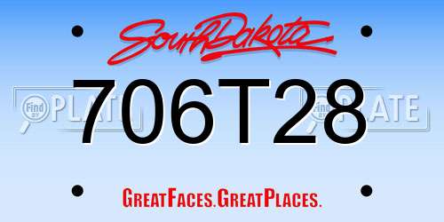 706T28 South Dakota License Plate
