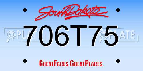 706T75 South Dakota License Plate