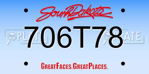 706T78 South Dakota License Plate