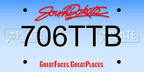 706TTB South Dakota License Plate