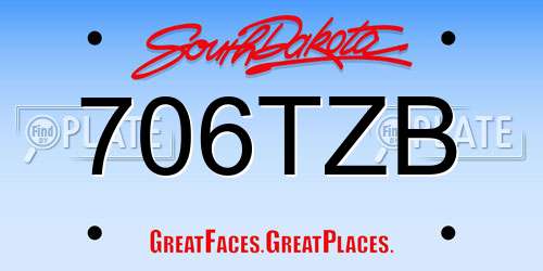 706TZB South Dakota License Plate