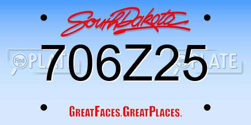 706Z25 South Dakota License Plate