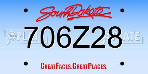 706Z28 South Dakota License Plate