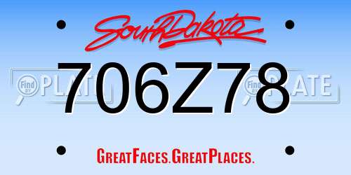 706Z78 South Dakota License Plate