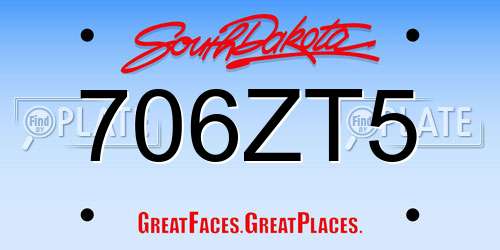 706ZT5 South Dakota License Plate