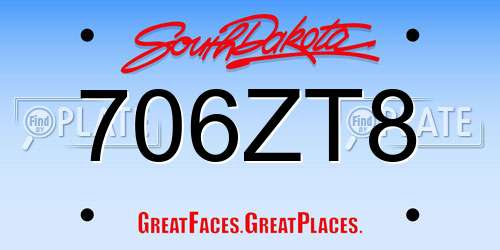 706ZT8 South Dakota License Plate