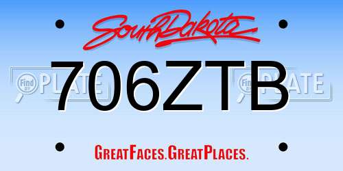 706ZTB South Dakota License Plate