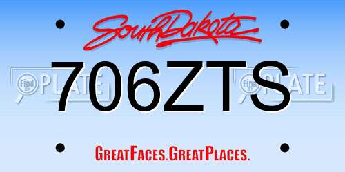 706ZTS South Dakota License Plate