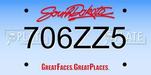 706ZZ5 South Dakota License Plate