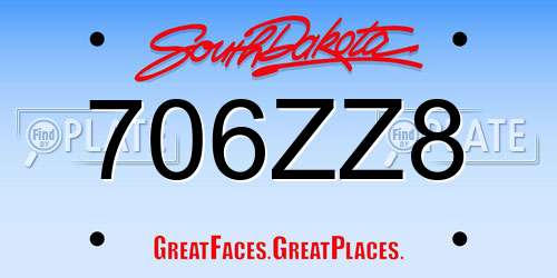 706ZZ8 South Dakota License Plate