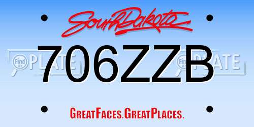 706ZZB South Dakota License Plate